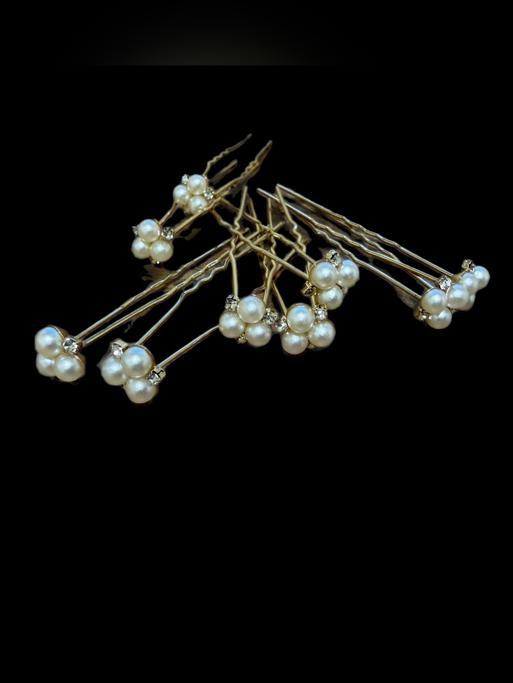 Bridal Gold Pearl Cluster Hair Pins